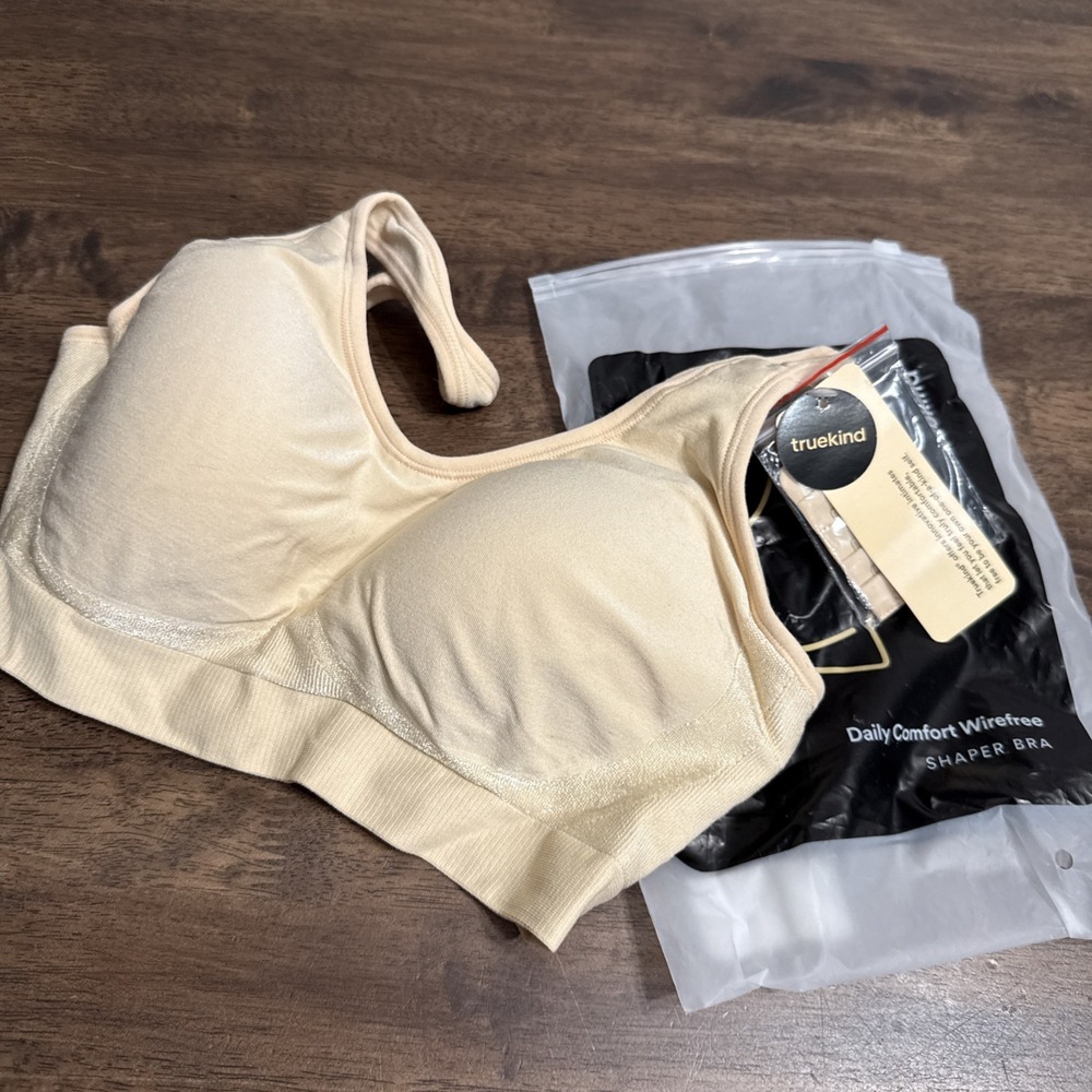 Truekind Bra Daily Comfort Wirefree Shaper Bra Size M NEW w/ Tags Nude Tan Beige